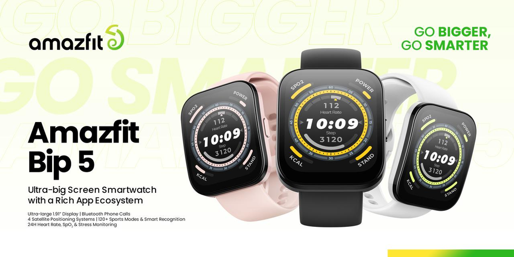 aeronave petróleo crudo Oral NEW AMAZFIT BIP 5 GOES BIGGER AND SMARTER WITH AN EXTRA-LARGE SCREEN, –  Amazfit