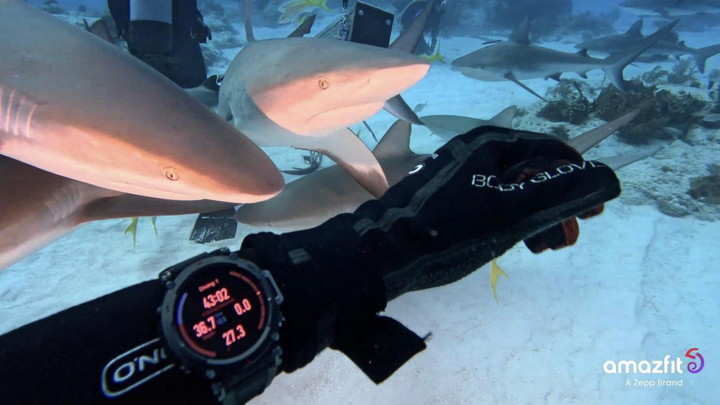 Jeb Corliss Adventure with Tiger Sharks: Amazfit T-Rex Ultra Saves the Dive!