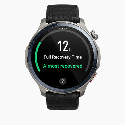 Smartwatch displaying recovery time information on a white background