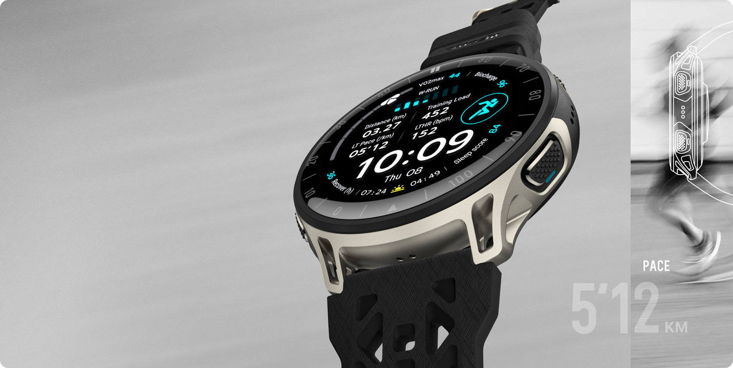 Amazfit Cheetah 2 Pro titanium case and sapphire display close-up